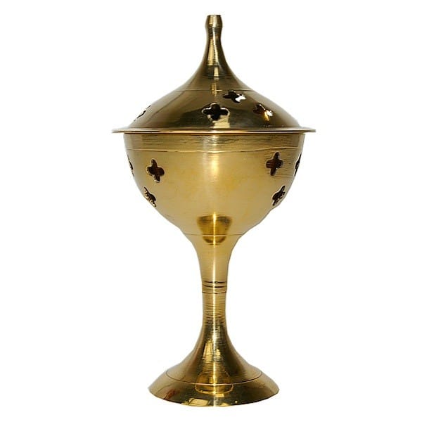 Porte encens en laiton sur pied